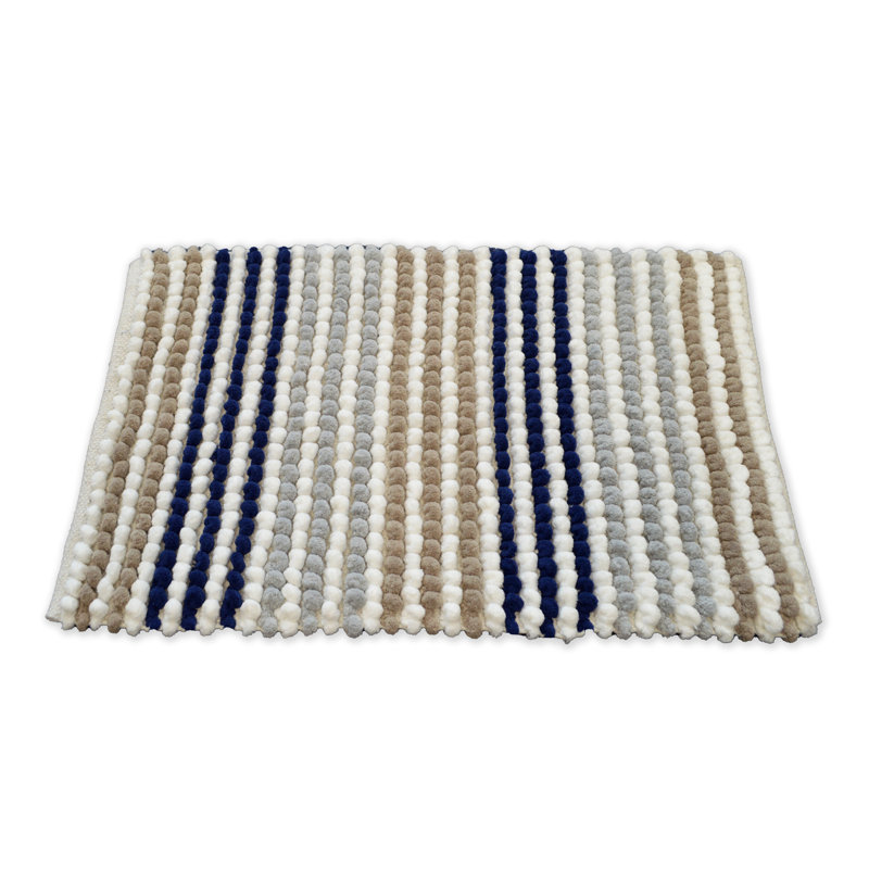 Audubon Striped Chunky Bobble Bath Mat, Grey/Navy