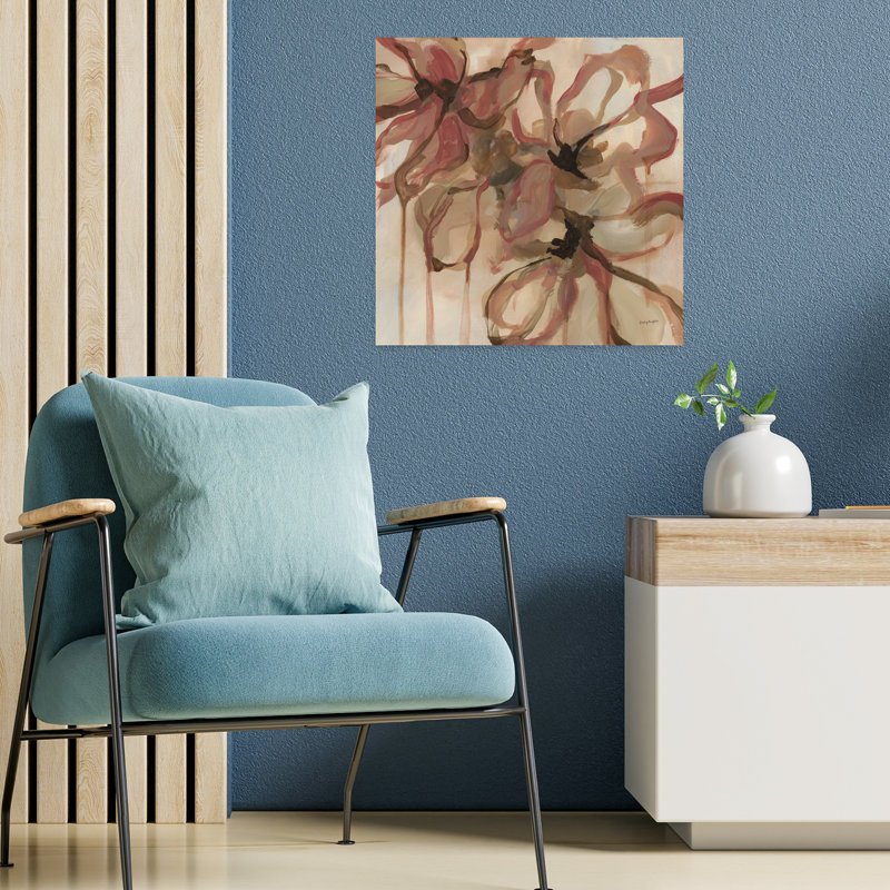 Amelia, art floral abstrait contemporain, H 18 po x l 18 po