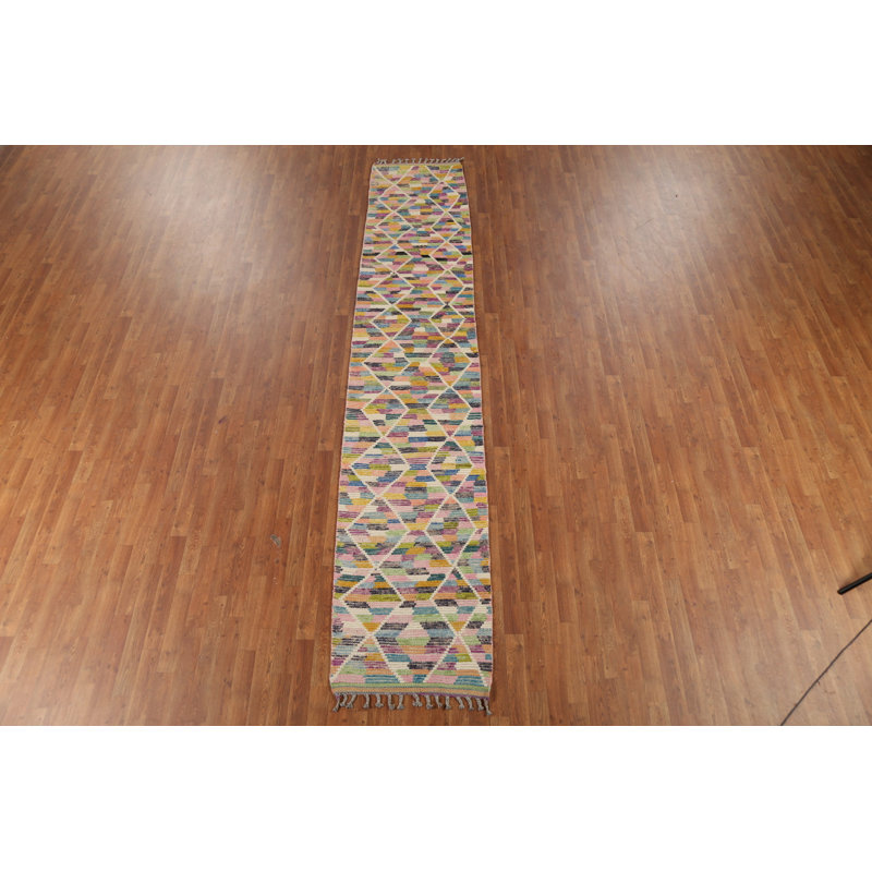 Tapis de couloir oriental à rayures treillis marocain All-Over