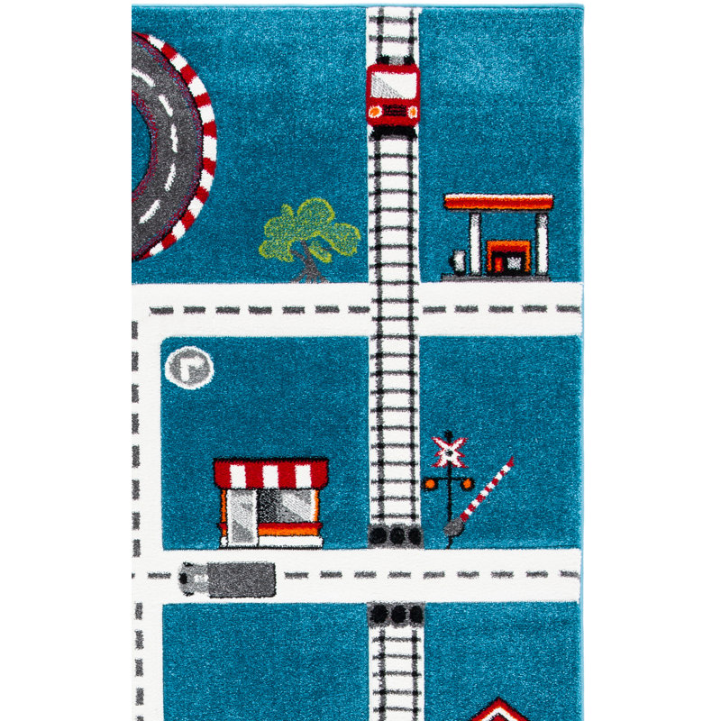 Tapis turquoise / ivoire pour enfants Hildreth, Carré 5 pi 3 po