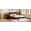 Lit plateforme en bois avec tête de lit en forme de gourde, lit plateforme de style rétro avec support à lattes en bois-633991465-633991466