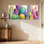Plantes et fleurs, cactus coloré, ensemble de 3 reproductions d'art sur toile