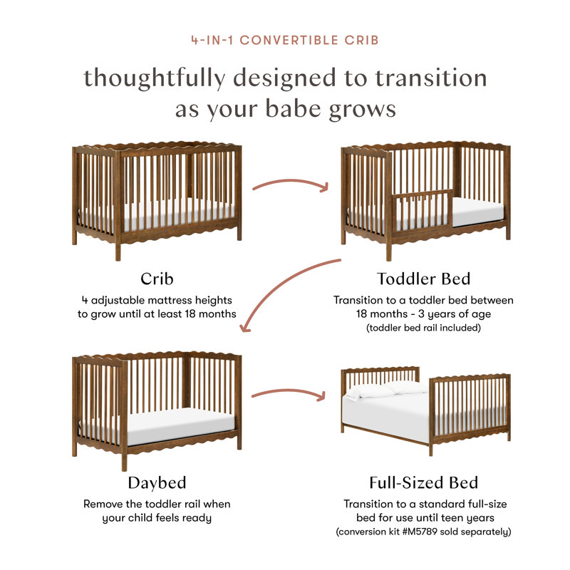 Swell 4-in-1 Convertible Crib, Brown