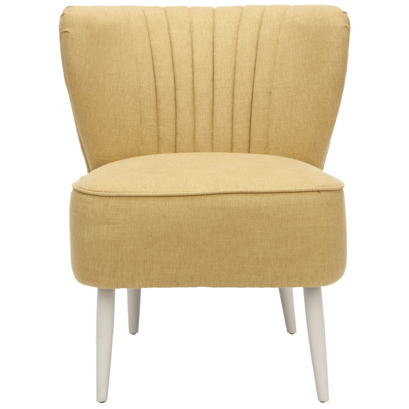 Upholstered Slipper Chair, Gold/Eggshell