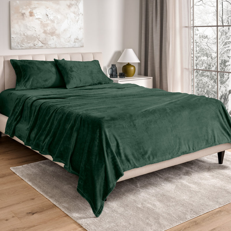 Microplush Sheet Set, Twin Sheet Set + 1 Fitted Sheet + 1 Pillowcase, Forest Green