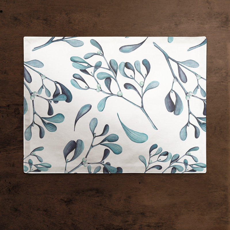 Poly Twill Floral Rectangle Placemat, Blue