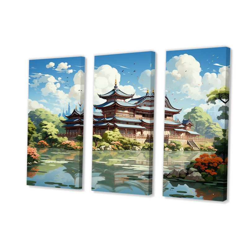 «Tranquil Japanese Landscape - China», art mural, H 28 po x l 36 po, Toile tendue