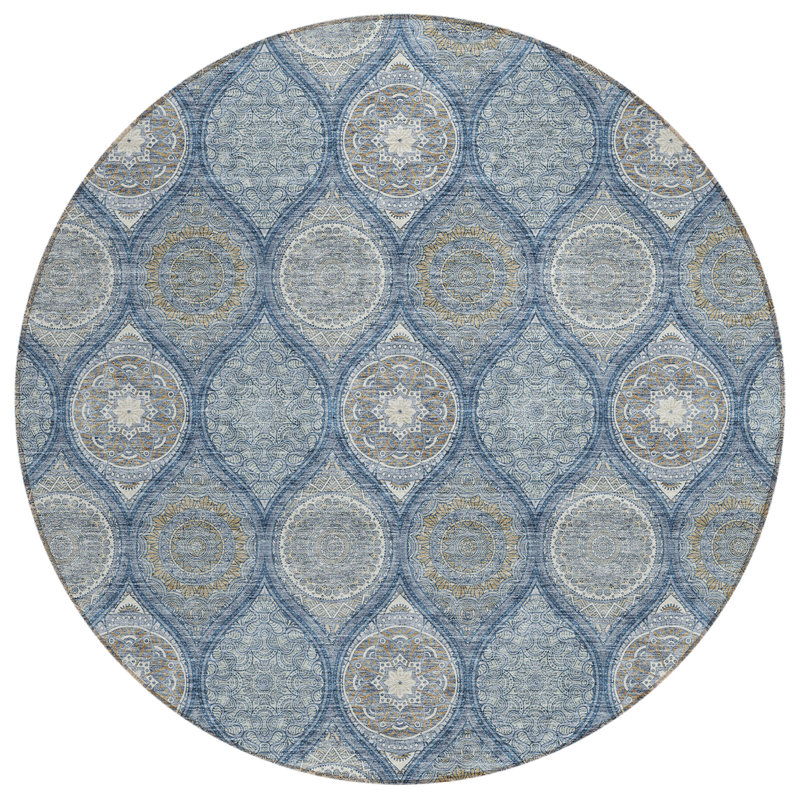 Chayden Washable Geometric Indoor / Outdoor Rug, Round 8'