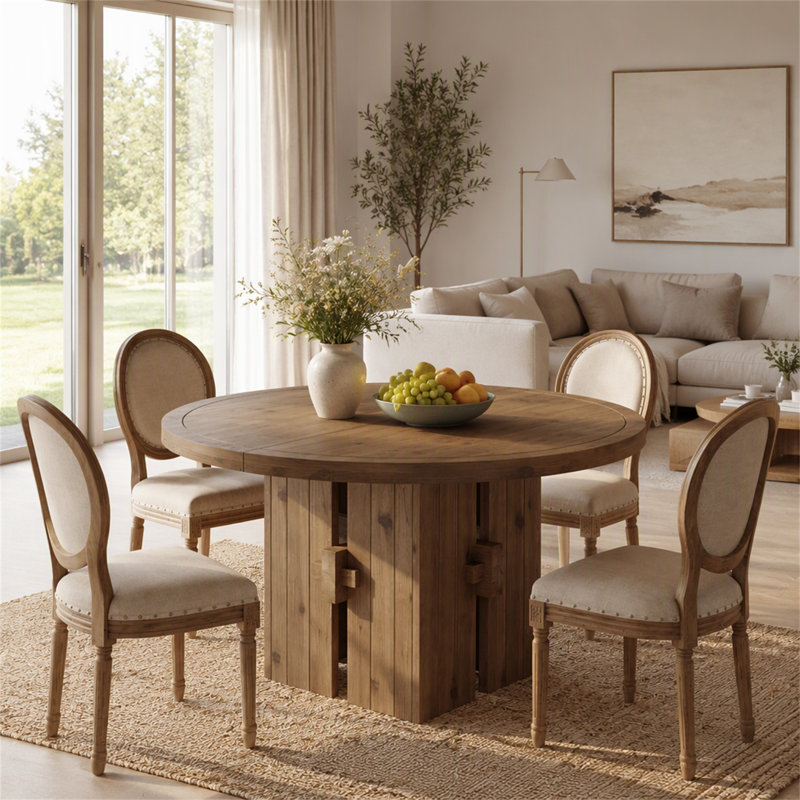 with Solid Wood Base Dining Table