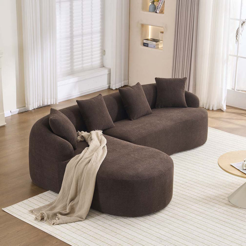 Canapé modulaire en L Chenille, Brun