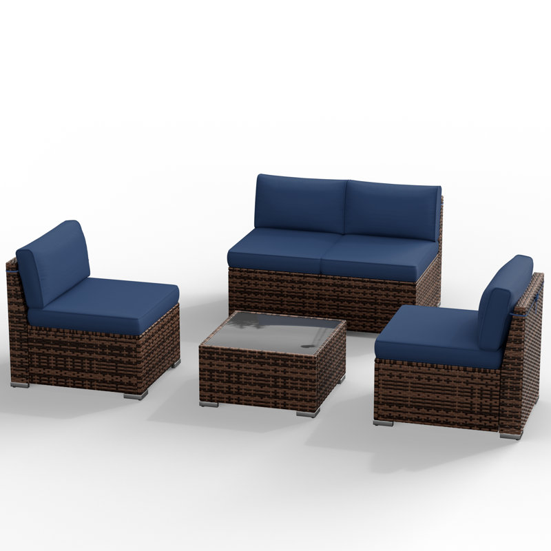 4 - Person Patio Conversation Sets With Cushions, Navy
