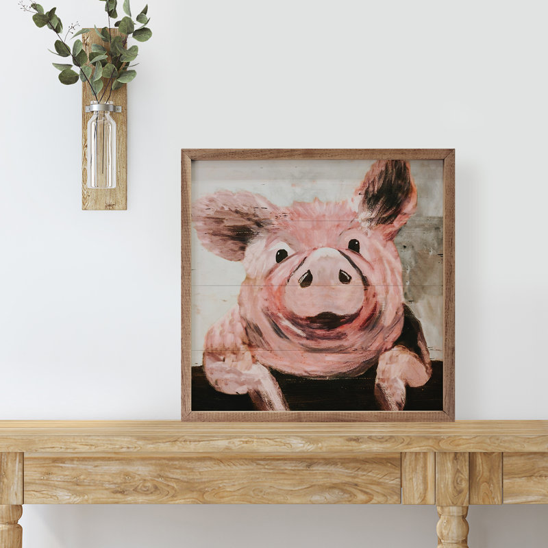 Cochon rose par Morgan Adams, L 16 po x H 16 po