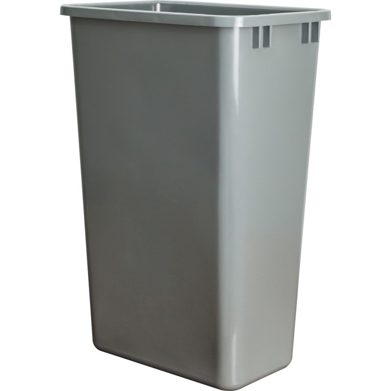 Plastic Open Kitchen Trash Can, 8.75, 18.03" H x 9.03" W x 14.5" D, Gray
