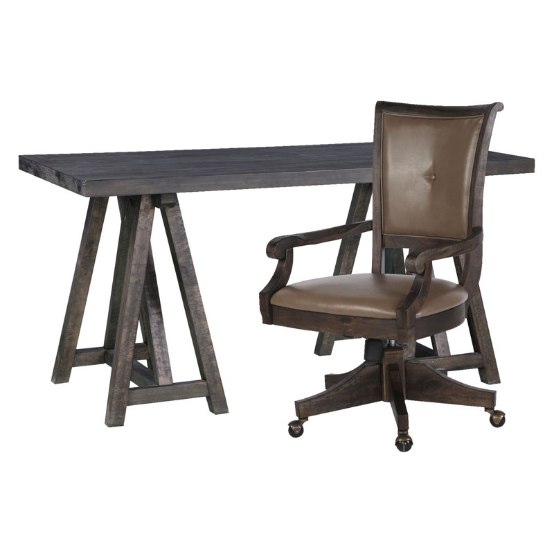Desk With Chair, Weathered Charcoal, 2 Pieces: Desk, Chair