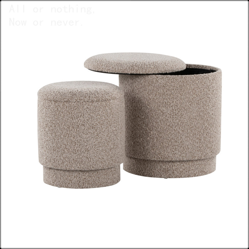 Ottoman Set in Fabric, Fabric - Light Brown