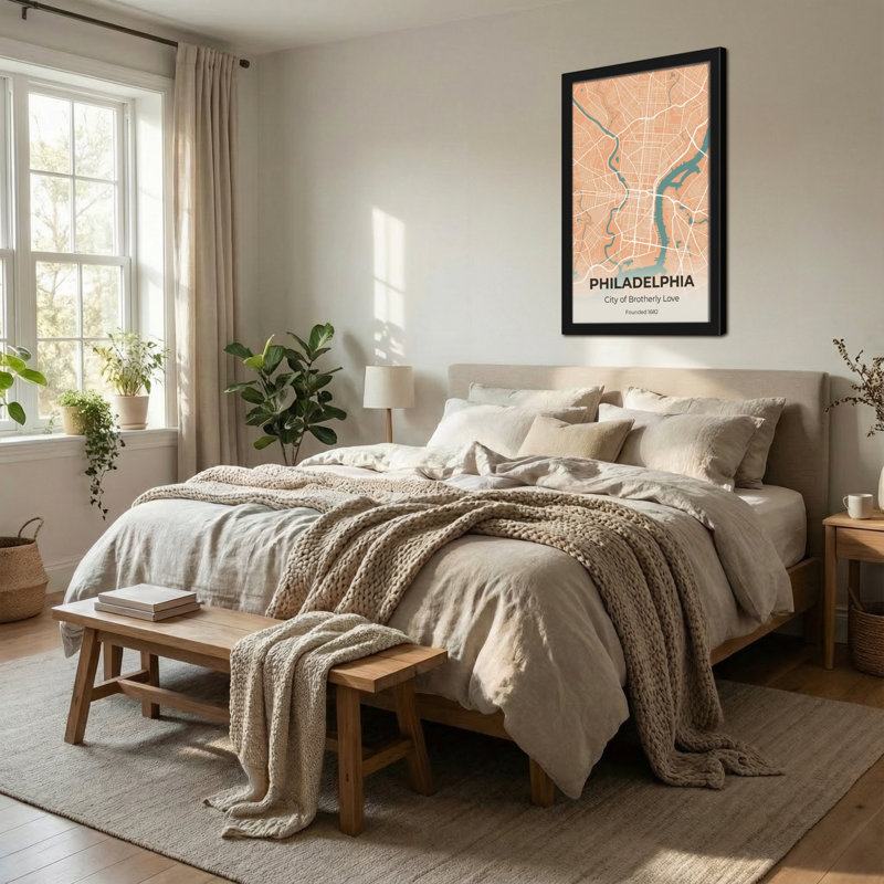 «Scenic & Cityscapes Philadelphia City Map», reproduction d'art, H 36 po x l 24 po