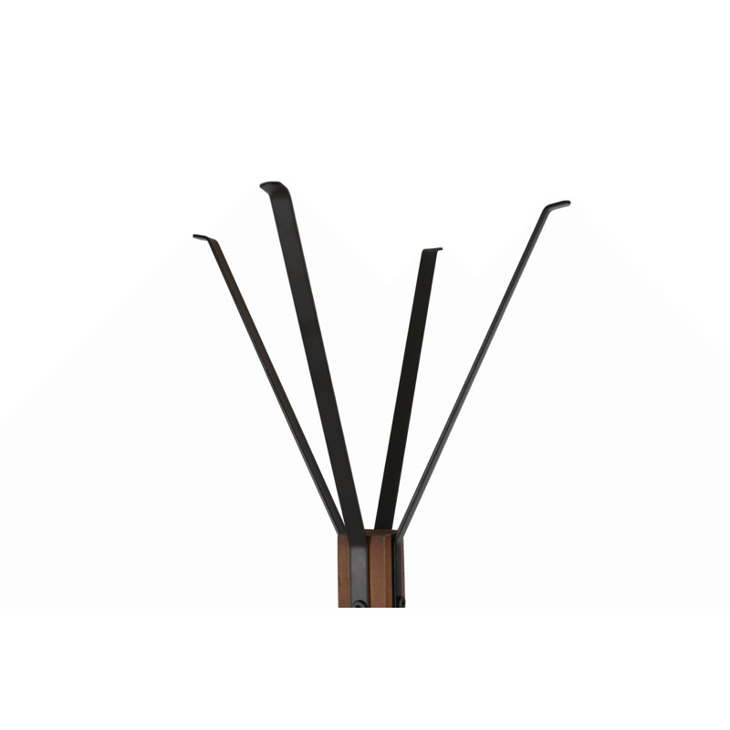 Biddeford 12 - Hook Freestanding Coat Rack in Natural Brown/Black