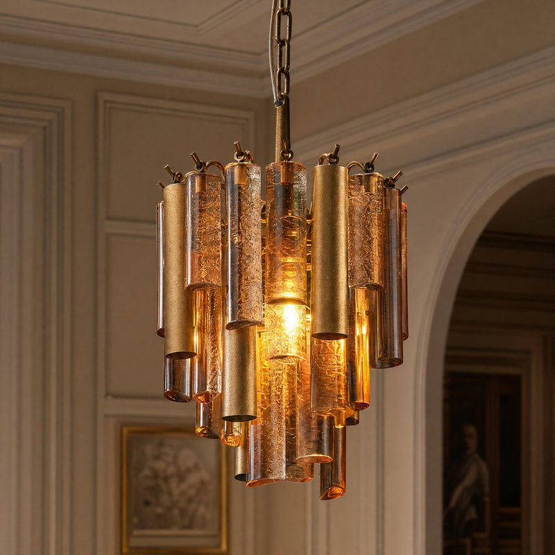 Luxury 1 - Light Dimmable Vintage Amber Crystal-Like Glass Pendant Light(Bulb Included)