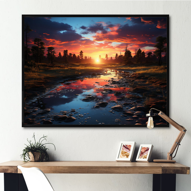 " Sunset Dusk Serenade II ", Black Floater Framed, 12" H x 20" W x 1" D