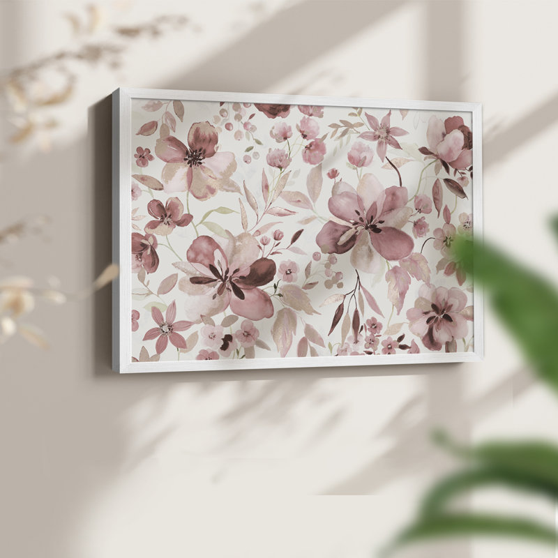 Shimmering Blush Garden -Framed Print - Restickable, H 8 po x l 10 po, Blanc
