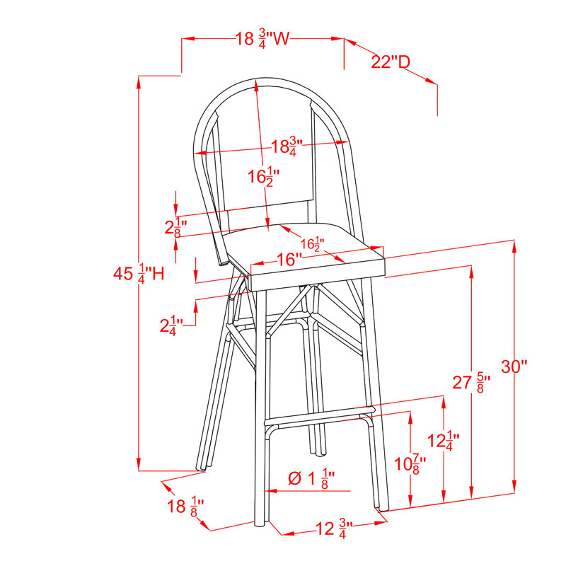 Cato Aluminum Outdoor 30'' Bar Stool, Yellow