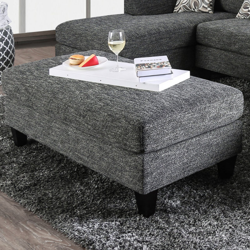 Repose-pieds de salon en tissu de chenille de style transitionnel avec repose-pieds 1 pièce