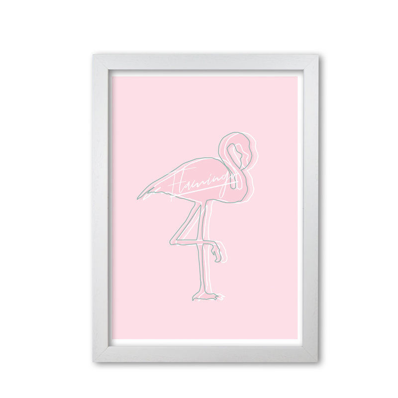 Flamingo - Painting, White Grain Frame, 30 cm H x 21 cm W x 5 cm D