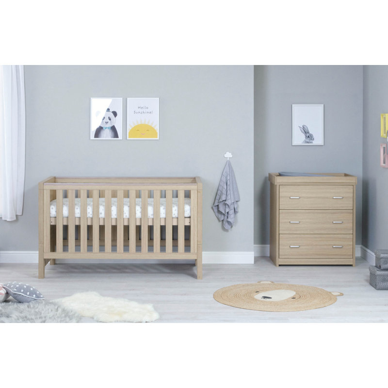 Luno Cot Bed 2-Piece Nursery Furniture Set, Oak