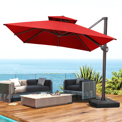 Parasol en porte-à-faux carré 118 "avec base lestée 118"