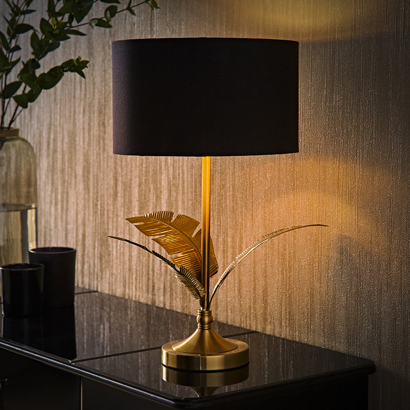 Waynesfield Metal Table Lamp, No, Black, Cotton / Cotton Blend