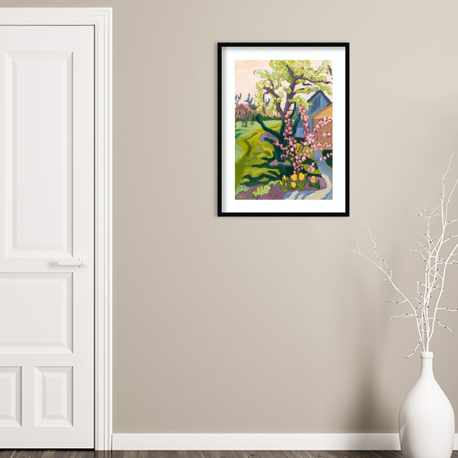 Garden in Dusk Light Print, 33" H x 25" W x 1" D, Black