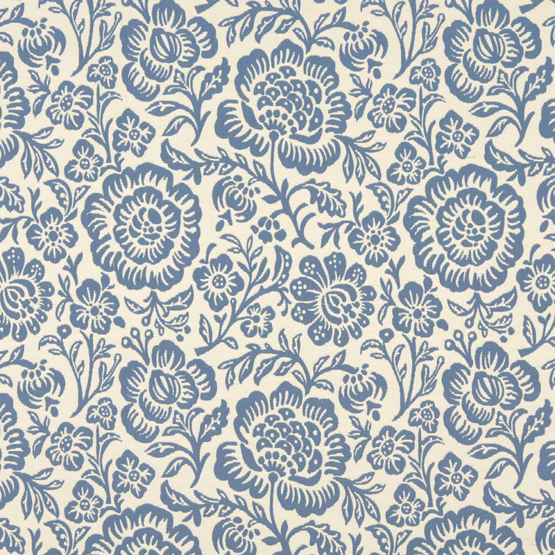 Tissu matelassé floral, Bleu 1