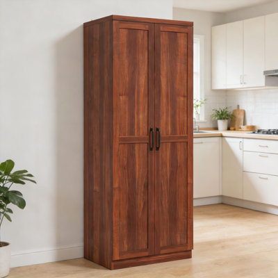 Sturdy Double Door Freestanding Storage Libbie with Adjustable Shelves and Anti-Tipping Safety, Perfect for Kitchen and Bedroom Organization