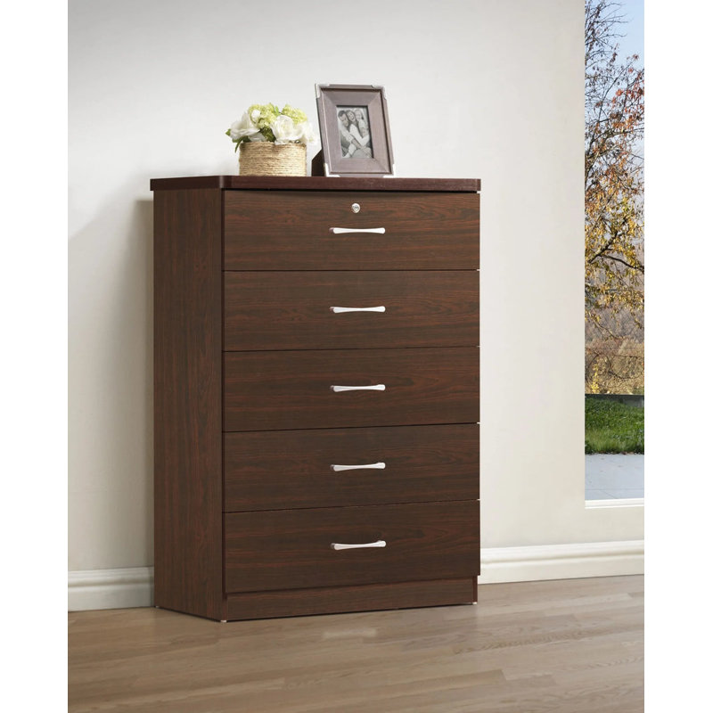 Commode 5 tiroirs Conkle, Acajou