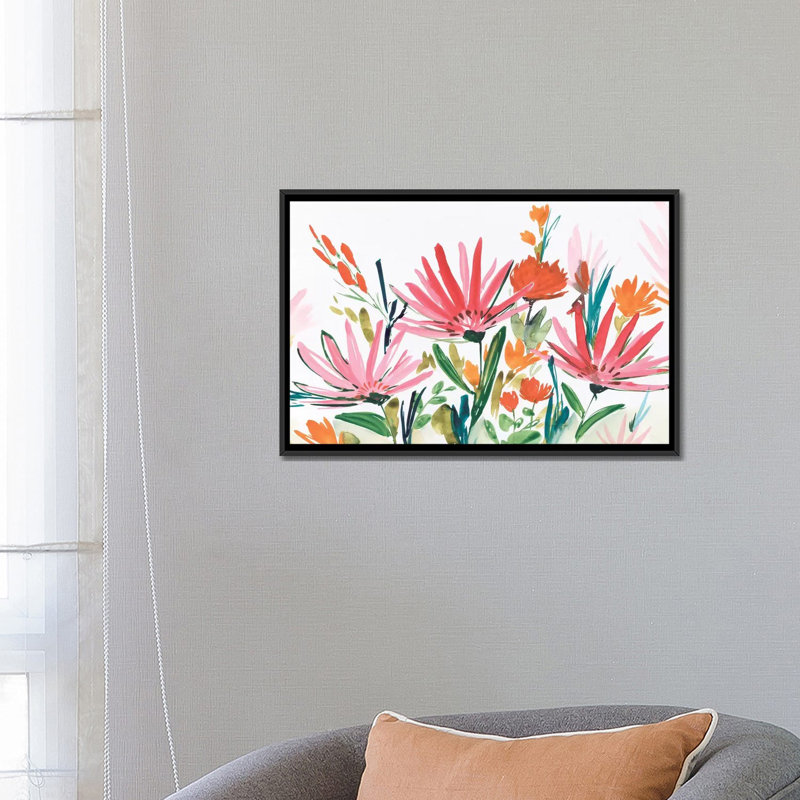 « rose », impression sur toile, H 18 po x l 26 po x P 1,5 po, Toile avec cadre noir