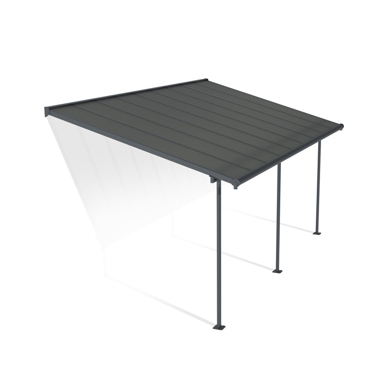 Palram - Canopia Sierra 18' W x 9' 7" D Polycarbonate Aluminum Stationary Patio Awning Gray, 102.4" H x 116.1" W x 218.5" D