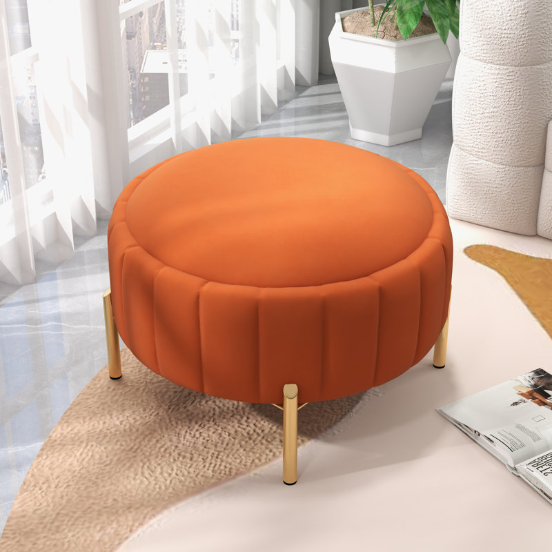 Tabouret de pieds 29 po, Velours orange
