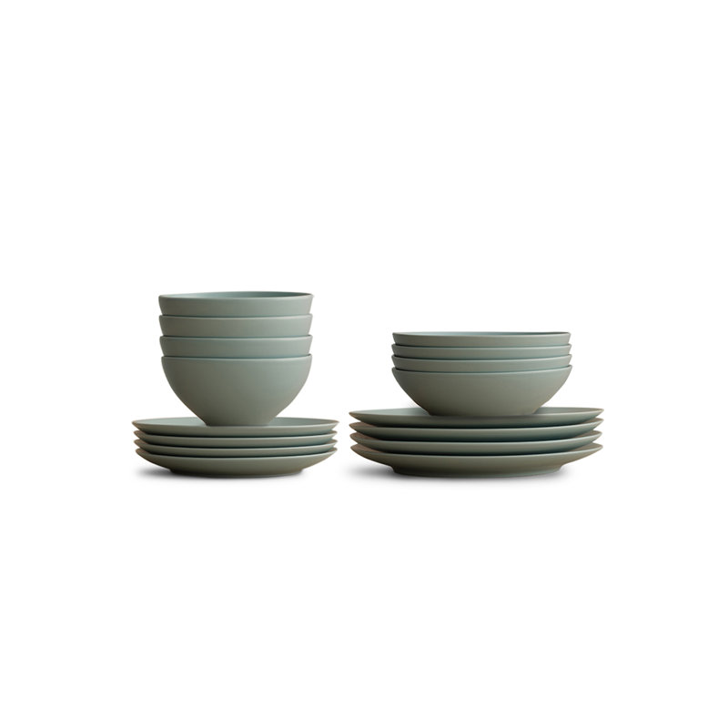 The Core 16-Piece Ceramic Dinnerware Set, Green