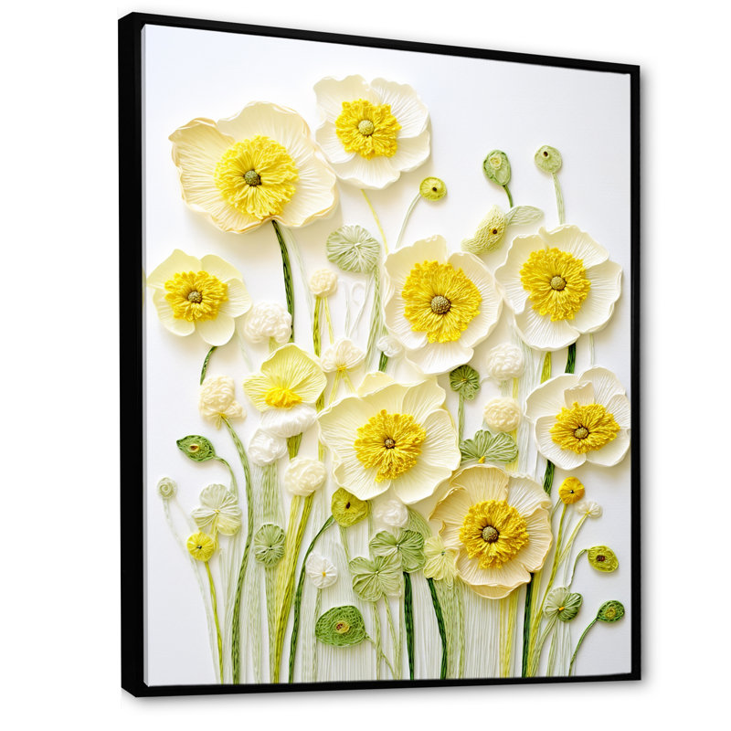 «Buttercups Minimalisme Dream I», H 20 po x l 12 po x P 1 po, Cadre flottant noir