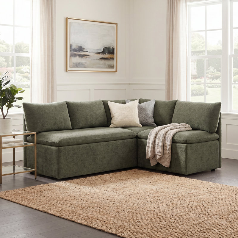  Banquette de coin de salle à manger rembourrée avec rangement, Vert