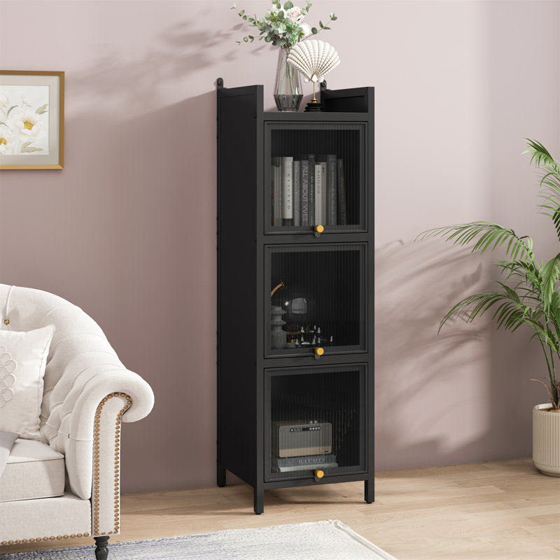 Armoire de porte moderne en verre à trois niveaux avec rangement à quatre niveaux