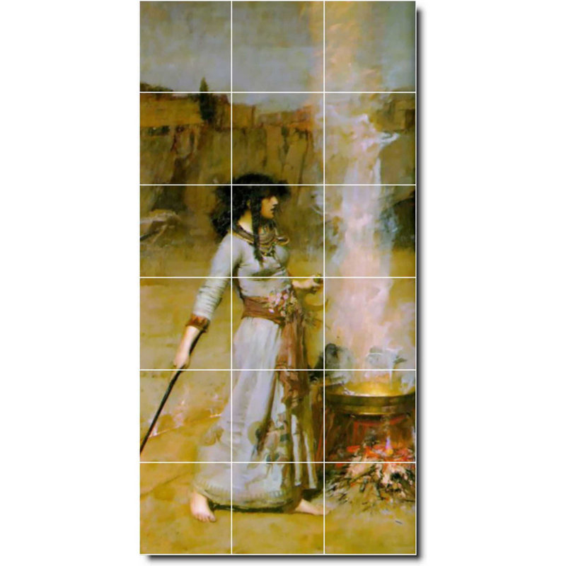 Carreau de céramique décorative 12,75 po x 25,5 po 4,25 po x 4,25 po, John Waterhouse, peinture de femme W09438