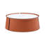 Table basse 31,5 pouces avec aspect marbre et cuir de selle orange, plateau en fer