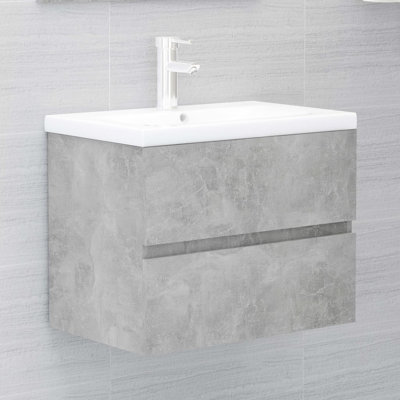 Audis Ceramic Rectangular Wall Hung Basin Bathroom Sink with Faucet and Overflow