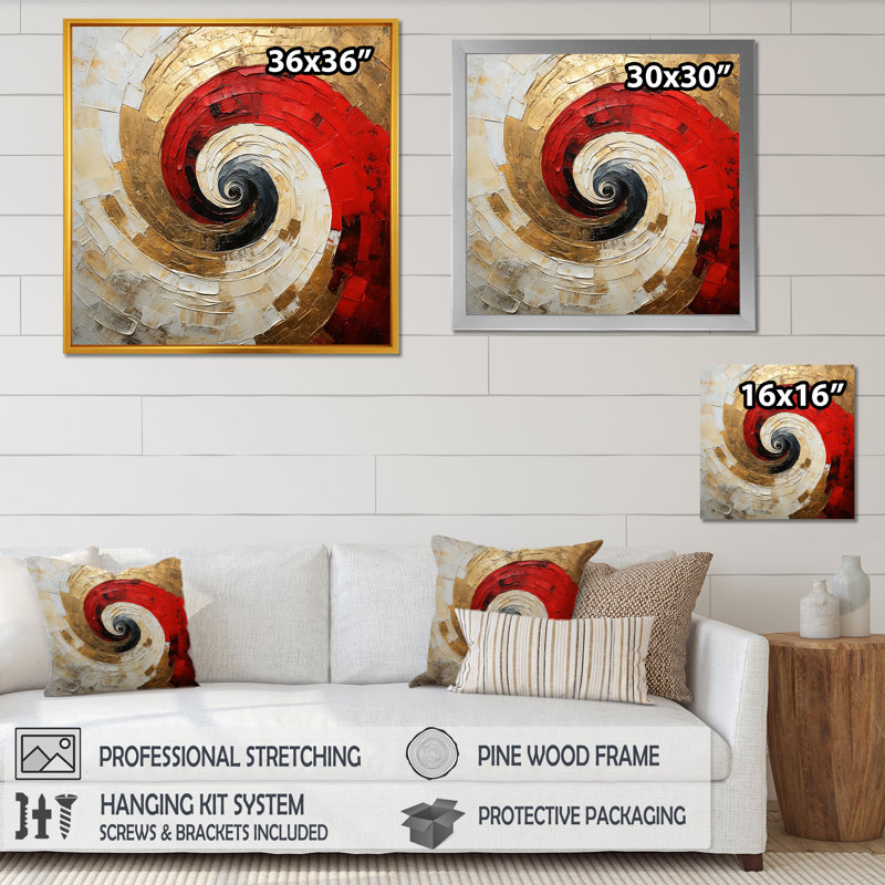 Morecambe - abstrait spirales sur toile_106133, H 16 po x l 16 po x P 1 po, Toile tendue