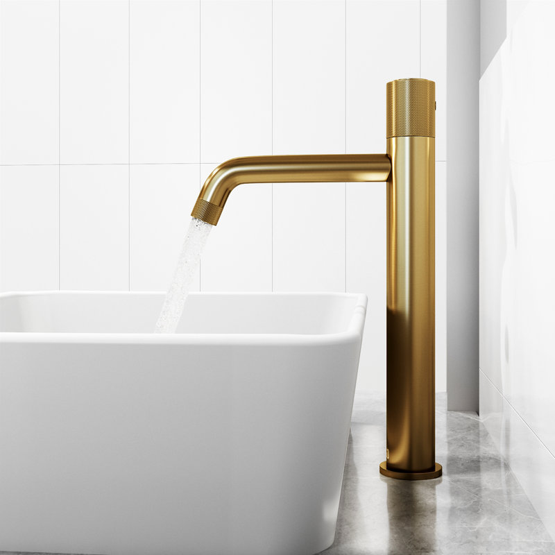 Robinet de vasque de salle de bain à bouton unique Apollo, Or brossé mat