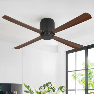Ventilateur de plafond extérieur 54 po à 4 pales avec lumière DEL, moteur réversible à 6 vitesses, résistant aux intempéries, télécommande - moteur silencieux écoénergétique