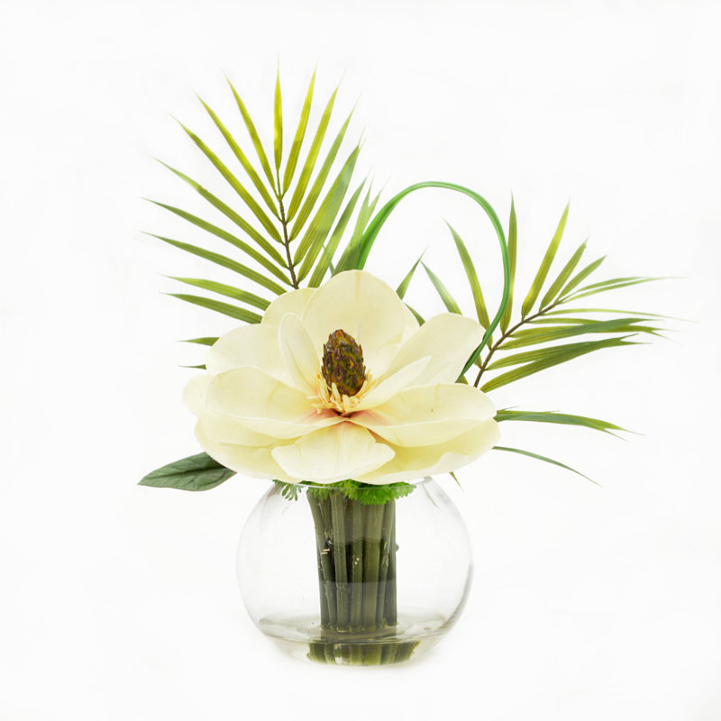 Tropical Magnolia with Palm Leaves