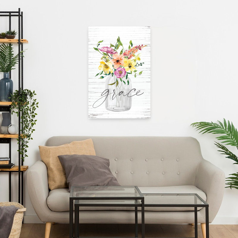 Grace Flowers, art printanier contemporain, H 24 po x l 16 po
