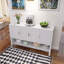 Buffet de rangement en panneau de fibres à densité moyenne avec 4 portes, buffet multifonctionnel avec tablette ouverte et 2 tablettes réglables, armoire moderne avec crochets doubles, blanc-251408471